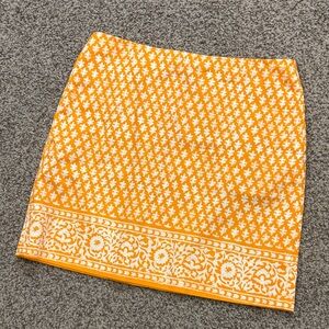 J. Crew Stretch Vibrant Orange and White Leaf Pattern Mini Skirt EUC 00